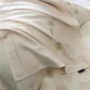 Champagne Gold Flowers Embroidery 100% Cotton 4Pcs Bedding Sets
