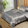 Luxury Grey Bamboo Embroidery Bedding Set